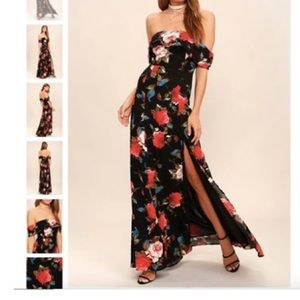 Lulus floral print formal maxi dress